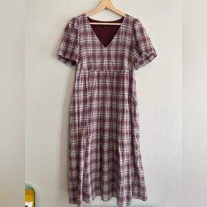 Madewell Burgundy Plaid Midi Dress